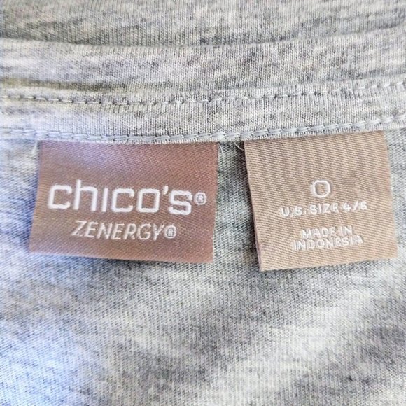 Chico's Zenergy Gray Scroll Print Tee Chico Size 0=Small - Picture 7 of 10